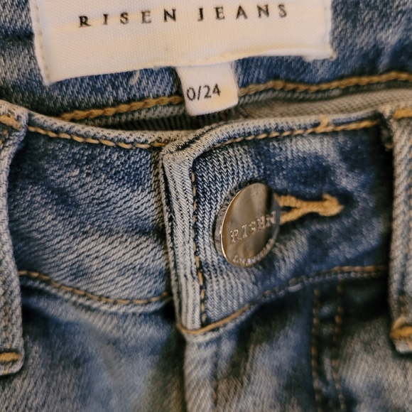 Trendy Light Blue Distressed Flare Jeans - Picture 2 of 7